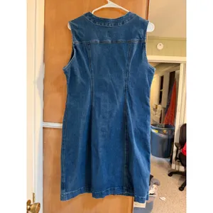 Lee Women's Size Large Heritage Sleeveless Rider Denim Dress V-Neck Button Front thumbnail 8