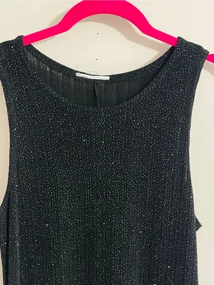 Vintage Y2K Little Black Sparkle Dress Sz XS Slinky Glitter Formal Wedding Guest thumbnail 8