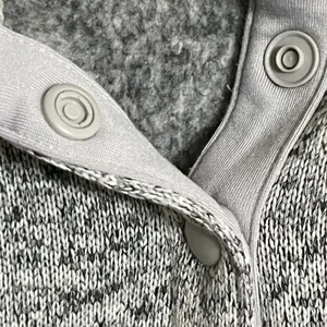 Eddie‎ Bauer Womens Gray Marl Sweater Fleece Snap Mock Neck Pullover Small thumbnail 6