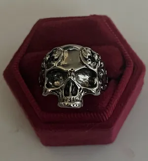 Vintage Design Stainless Steel Antique Look Skull Ring Adjustable Size 9-15 thumbnail 1