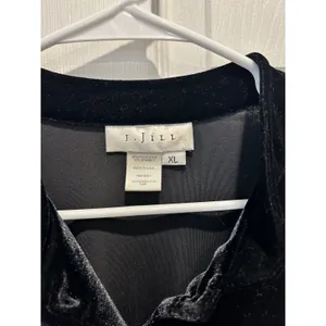 VTG J.‎ Jill Womens XL Black Velvet Button Down Cardigan Top Long Sleeve USA thumbnail 3