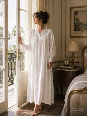 Le Voys Vintage White Peignoir Robe XS Cottagecore Lace Yoke Nightgown Y2K thumbnail 2