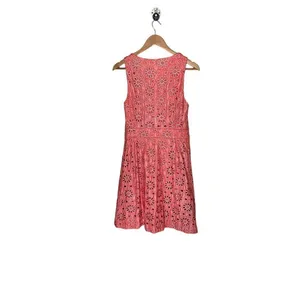 Anthropologie Maeve Coralshine Metallic Eyelet Floral A-Line Sleeveless Dress‎ thumbnail 6