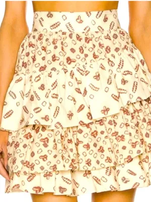 Ulla Johnson Aminta Ruffle
Mini Skirt in Beige Opal thumbnail 3