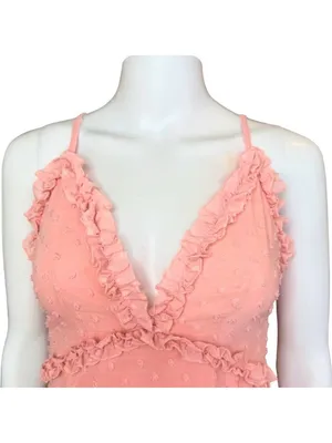 One and Only Collective Baby It's Pink Tiered V-neck Mini Dress Size Large NWT thumbnail 5