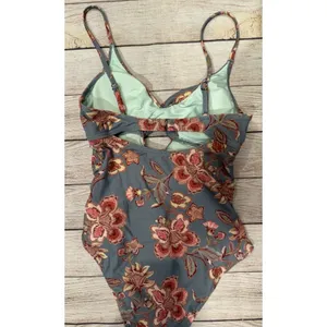 Cupshe Teal Floral One-Piece Swimsuit with Pink Flowers Size Small thumbnail 5