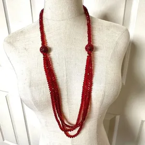 Charter Club red beaded multi strand strikezone necklace thumbnail 1