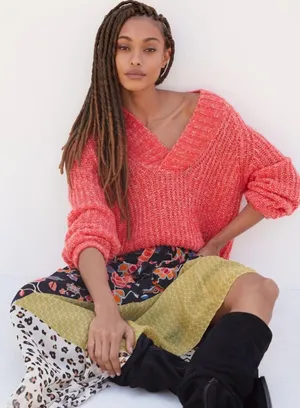 Anthropologie Honore Ribbed Knit Pullover Sweater Sz Medium Wool Blend thumbnail 1