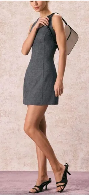 Rihoas Grey Boat Neck Sleeveless Dress thumbnail 5