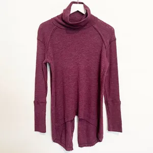 Free People Split Back‎ Turtleneck Small Marled Raglan Whimsical Grunge Emo Gobl thumbnail 3
