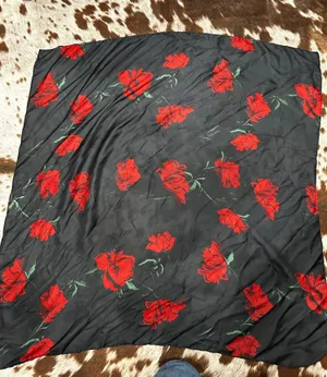 Rose print wild rag Black thumbnail 1