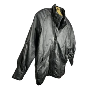 Vintage‎ Black Leather Coat Size L thumbnail 4