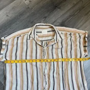 American Eagle Button Down Shirt Stripe Hi Lo Viscose Large thumbnail 9