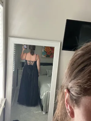 Dessiny Black satin bridesmaid’s dress thumbnail 3