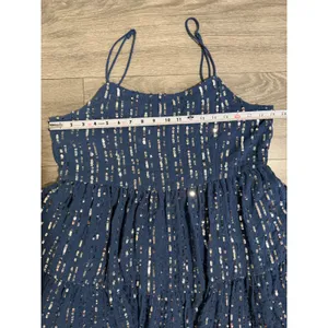Urban Outfitters Mini Dress L Blue Sequin Babydoll Tiered Square Neck Y2K Indie thumbnail 7