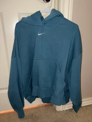 Nike Cropped Teal Hoodie Pullover Long Sleeve thumbnail 1
