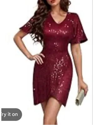 NEW Sequin Cocktail Prom Dress Semi Formal V Neck Short Sleeve XL thumbnail 6