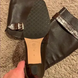 Prevata Brown Diana Leather Croc Heeled Boots thumbnail 3
