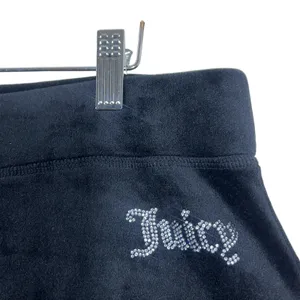 Juicy Couture Velour Solid Track Pants Black Y2K Rhinestone Logo Size L thumbnail 3