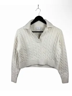 Aritzia Sunday Best Cropped Cable Knit Polo Sweater thumbnail 2