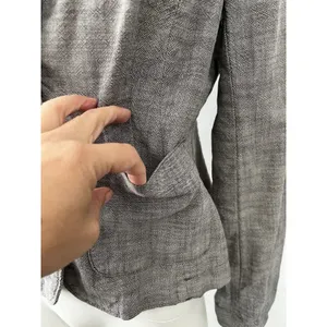 Eddie Bauer Womens Blazer 4 Light Gray Cotton Career Preppy Academic Earthy thumbnail 7
