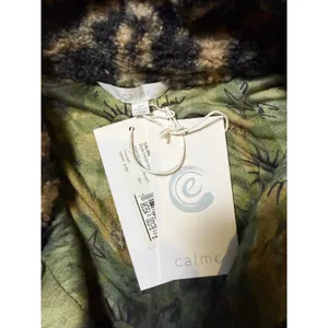 Calme Green Tan Black Printed Fleece Jacket thumbnail 3