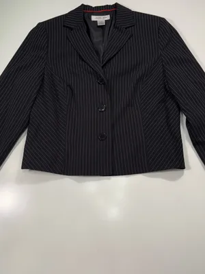 Judith Hart Women's Black Pinstripe Tailored Blazer - Classic Office Blazer thumbnail 2