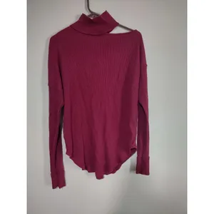 Free People Just For You Cutout Thermal Sweater Top Magneta XL thumbnail 2