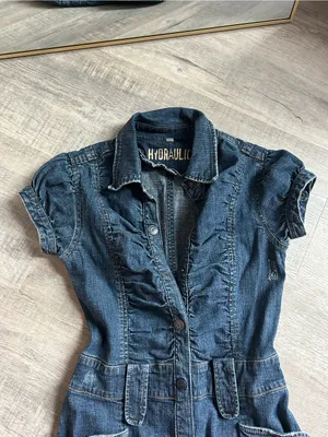 Vintage Hydraulic Y2K Denim Short Sleeve Button Down Mini Dress Size 0 XS thumbnail 2