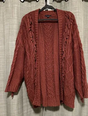 American Eagle Cozy Cable Knit cardigan in Rust thumbnail 1