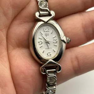 Women’s Silver-tone Watch Oval Dial with Crystals on the Band Working thumbnail 6