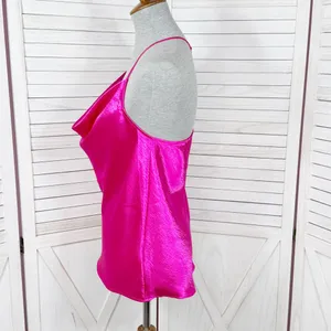 Express Satin Drape Front String Racerback Camisole Top Hot‎ Pink Medium thumbnail 3