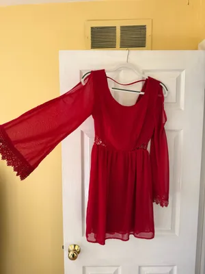 Altar’d State Red Long Sleeve Dress thumbnail 3