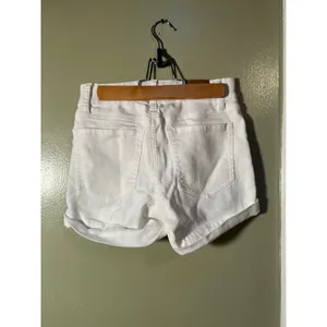 Aeropostale Womens Sz 00 High-Rise Denim Midi Shorts White Stretch Cotton Cuffed thumbnail 7