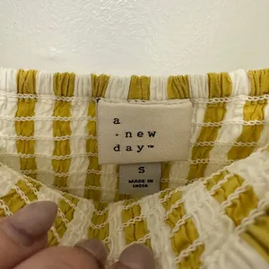 A New Day‎ | Woman's Yellow White Striped Smocked Sundress Midi Dress, Size S thumbnail 7