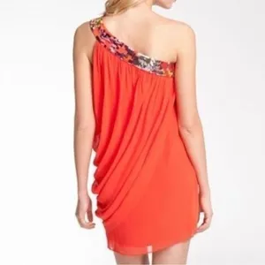 TRINA TURK | One-Shoulder‎ 100% Silk Fallyn Dress with Sequin Detail, Size 4 thumbnail 2