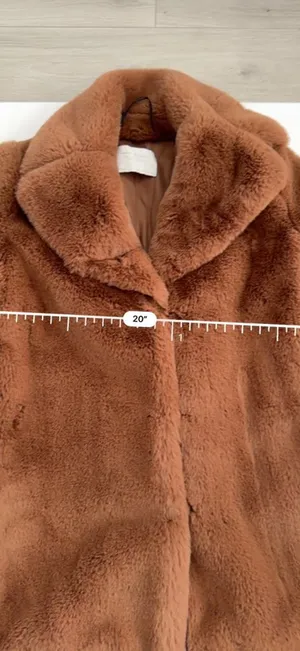 Zara Woman Super Soft Cozy Warm Thick Brown Caramel Faux Fur Coat Jacket Small thumbnail 12