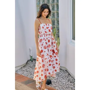 SO ME Shell Print Tiered Lined Midi Cami Dress With Belt‎ - Large thumbnail 5