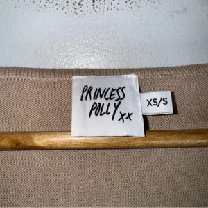 princess polly beige‎ cropped knit long sleeve rouched top Xs/s CP3 thumbnail 3