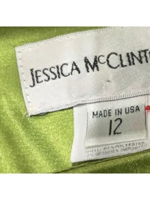 JESSICA MCCLINTOCK Green Satin Prom Cocktail Gown Size 12 thumbnail 2