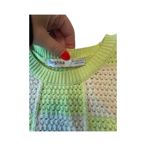 Zara Lime Green Cropped Checkered Floral Crochet Sweater Vest XL‎ thumbnail 2