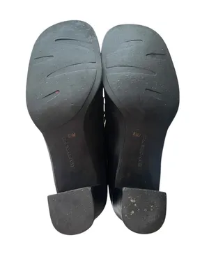 Vintage 90s Bandolino Black Leather Block Heel Wide Square Toe Loafers 8.5 thumbnail 6