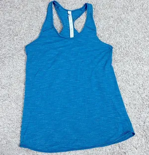 (4) Lululemon Essential Tank Top Heathered Jet Set Blue Small Luon Turquoise thumbnail 1