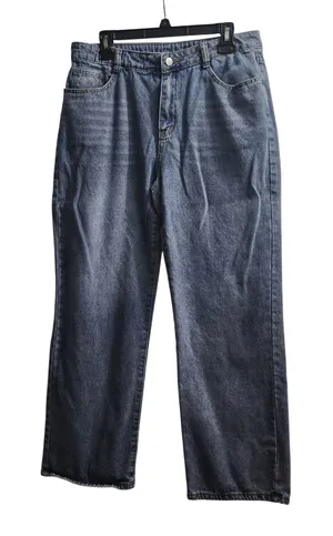 Women's XL Blue Denim Wide Leg Jeans High Rise Button Fly Casual Everyday‎ thumbnail 1