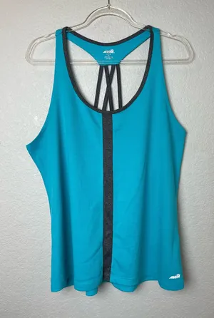 Avia Teal Tank with Gray Center Stripe and Strappy Back Size XL thumbnail 1