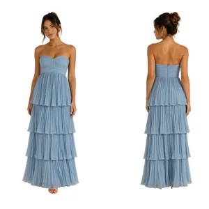Lulus Seriously Sensational Powder Blue Strapless Tiered Maxi Dress size Large thumbnail 2