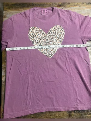 Comfort Colors berry Tee with Leopard Heart thumbnail 5