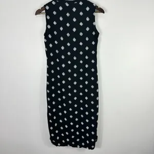 Fusion Button Down Dress Womens Small Black White Boho Geometric Sleeveless Midi thumbnail 6