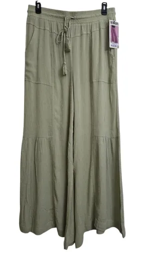 Rewash Tiered Wide-Leg Drawstring Pants in Light Olive Green Size XL thumbnail 1