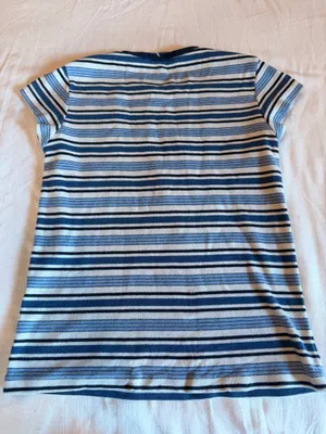Brandy Melville Striped Baby Tee Blue Cream Short Sleeve Y2K thumbnail 3